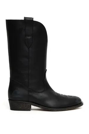 Via Roma Skor, Dam, 38 1/2 EU, Läder, Svart läder cowboy boot