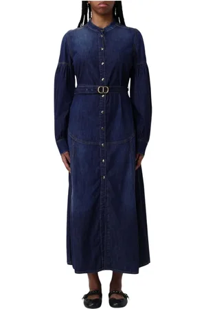 Twin-Set Klänning, Dam, 2Xs, Denim, Premium Denim Klänning för Kvinnor