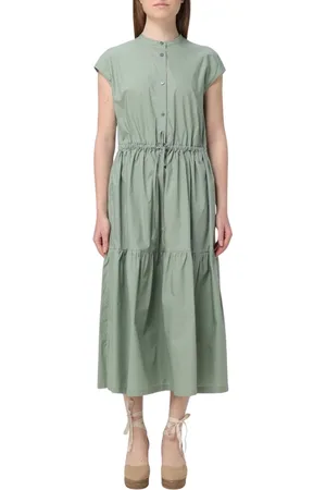 Woolrich Klänning, Dam, L, Bomull, Elegant Salvia Midi Klänning