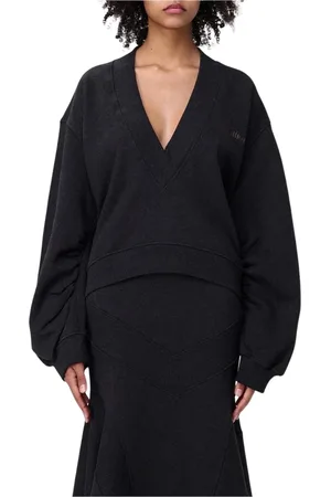 The Attico Stickade tröjor & koftor, Dam, 3Xs, Bomull, Grå V-ringad Sweatshirt Kjol Set
