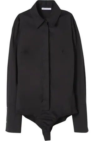 Patrizia Pepe Topp, Dam, 2Xs, Bomull, Svart Bomull Bodysuit Skjorta Set