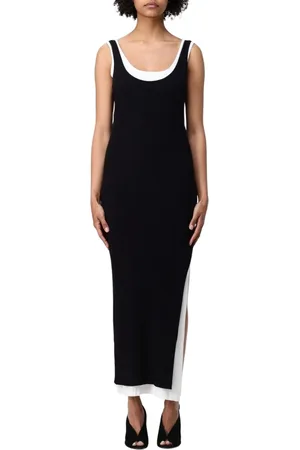 Twin-Set Klänning, Dam, S, Elegant Ribbed Knit Maxi Dress