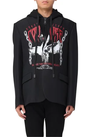 VERSACE Jacka, Herr, XL, Grafiskt Tryck Huva Blazer Män Svart