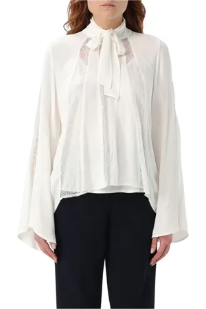 Twin-Set Blusar & Skjortor , Dam, 2Xl, Svart Spets Sidenskjorta