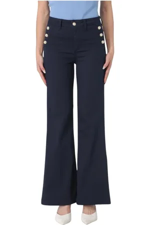 Liu Jo Byxor, Dam, W28, Bomull, Vita Wide Leg Knappbyxor