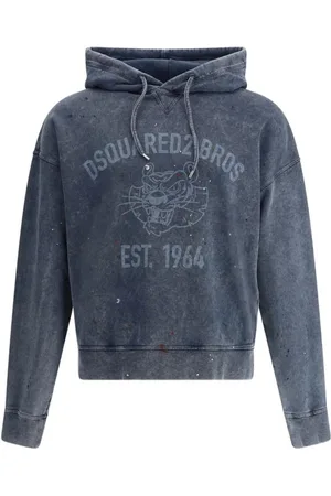 Dsquared2 Sweatshirts & Hoodies, Herr, XL, Bomull, Vintage Hoodie med Maxi Front Print