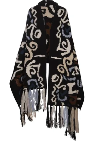 ERMANNO SCERVINO Jacka, Dam, ONE Size, Multifärgad Stickad Halsduk med Fransar
