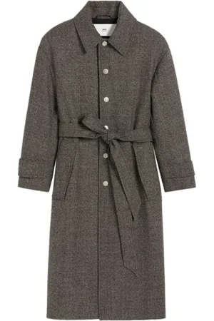 Ami Kappa, Herr, S, Brun Spräcklig Trenchcoat med Silverknappar