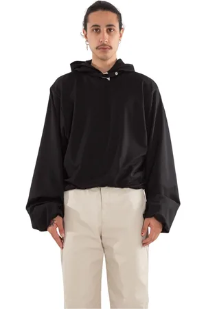 HELIOT EMIL Sweatshirts & Hoodies, Herr, S, Gathered Hem Hoodie i Svart