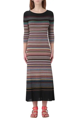 Paul Smith Klänning, Dam, M, Multifärgad Randig Stickad Midi Klänning