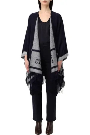 Max Mara Jacka, Dam, ONE Size, Kashmir, Stilig Fringed Poncho Cape
