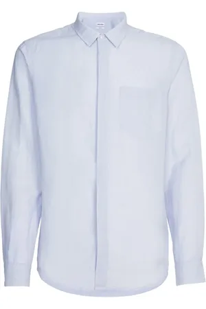 Calvin Klein Skjorta, Herr, M, Bomull, Linne Bomull Regular Skjorta Ljusblå