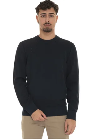 HUGO BOSS Stickade tröjor & koftor, Herr, 2Xl, Bomull, Texturerad Rundhalsad Bomullströja