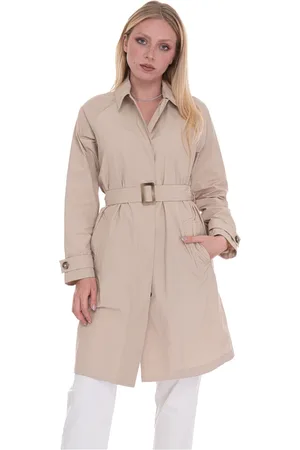 Woolrich Kappa, Dam, L, Polyester, Trenchcoat med knappar och bälte