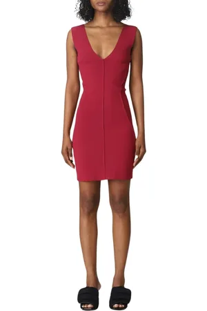 Rick Owens Klänning, Dam, XL, Rayon, Fuchsia V-ringad Mini Klänning