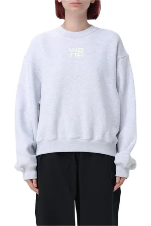 Alexander Wang Sweatshirts & Hoodies, Dam, XS, Bomull, Grå Logo Crew Neck Sweatshirt