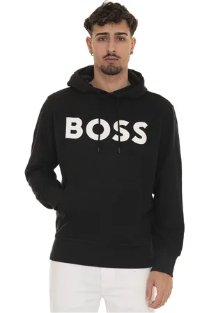 HUGO BOSS Sweatshirts & Hoodies, Herr, S, Bomull, Huvtröja med Maxi Logo