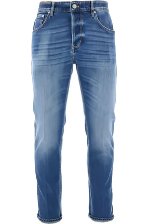 PT Torino Jeans, Herr, W34, Indigo Blå Klassiska Knappgylf Byxor