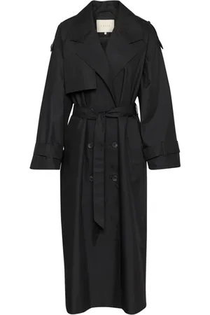 Kaffe Kappa, Dam, M, Bomull, Klassisk Trenchcoat Jacka Svart Djup