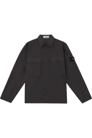 Stone Island Jacka, Herr, L, Bomull, Svart Stretch Bomull Overshirt Paracadute