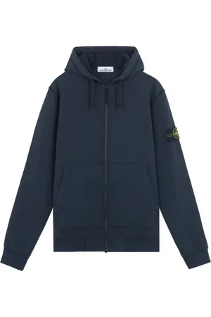 Stone Island Sweatshirts & Hoodies, Herr, M, Bomull, Ekologisk bomullsfleece huvtröja med dragkedja
