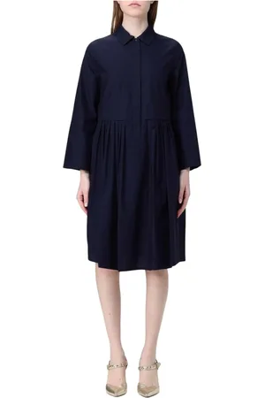 Emporio Armani Klänning, Dam, XS, Bomull, Elegant Vit Veckad Midi Klänning