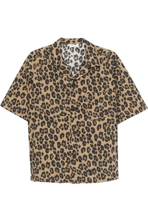 Aspesi Skjorta, Herr, XL, Bomull, Leopardmönstrad Skjorta Jarvis Brun