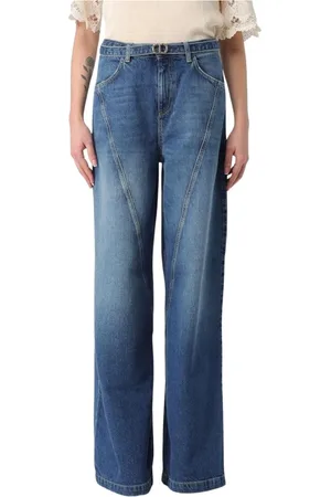 Twin-Set Jeans, Dam, W30, Denim, Stiliga Wide Leg Jeans med Bälte