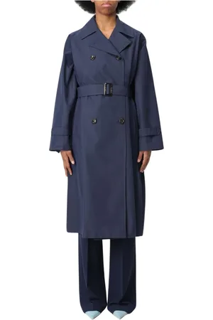 Liu Jo Kappa, Dam, M, Bomull, Blå Dubbelknäppt Trench Coat