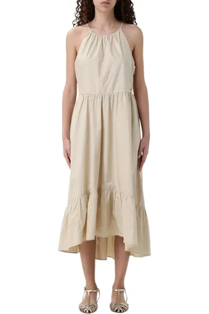 Armani Exchange Klänning, Dam, XS, Vit Flared Midi Klänning Elegant Stil
