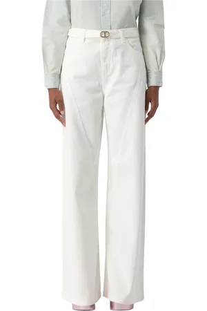 Twin-Set Jeans, Dam, W30, Vita Wide Leg Jeans för Kvinnor