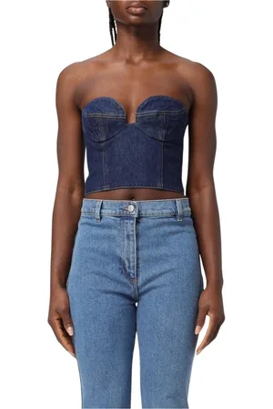 MAGDA BUTRYM Topp, Dam, S, Denim, Denim Korsett Topp Stilren och mångsidig