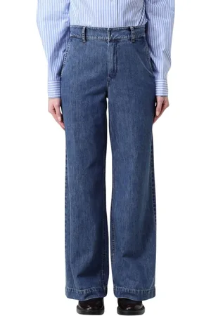 Max Mara Jeans, Dam, XS, Bomull, Stiliga Blå Wide Leg Jeans