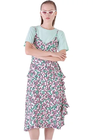 Silvian Heach Klänning, Dam, 2Xs, Rayon, Leopardmönstrad Midi Klänning med Volanger