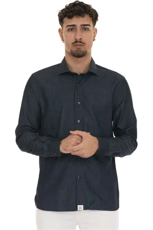 Peuterey Skjorta, Herr, S, Bomull, Italiensk Stil Jeans Skjorta