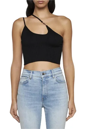 AMIRI Topp, Dam, L, Bomull, Svart Stickad Crop Top