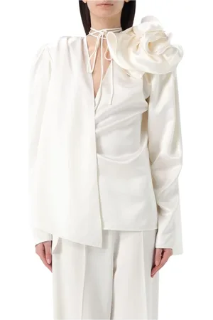 MAGDA BUTRYM Blusar & Skjortor , Dam, S, Vit Sidens Off-Shoulder Topp