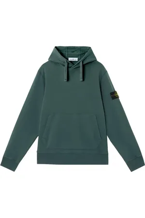 Stone Island Sweatshirts & Hoodies, Herr, 2Xl, Bomull, Ekologisk bomullsfleece huvtröja grön