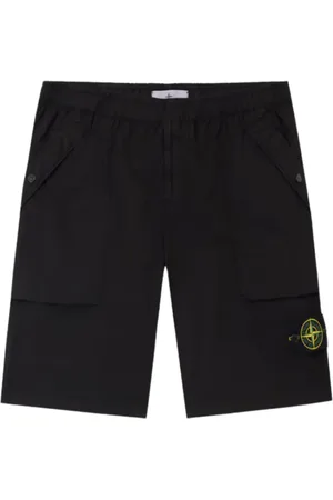 Stone Island Shorts, Herr, W33, Bomull, Svarta Stretchbomullsbermuda Shorts