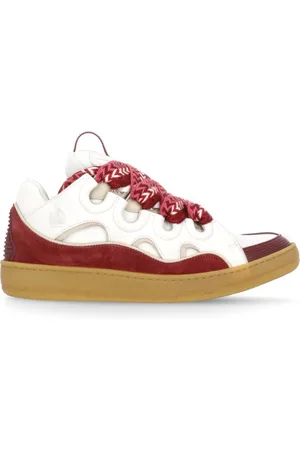 Lanvin Skor, Herr, 40 EU, Läder, Vita Lädersneakers med Fiskbensmönster