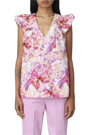 Liu Jo Topp, Dam, S, Bomull, Blommig Ruffled Blus Topp