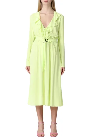 Patrizia Pepe Klänning, Dam, L, Livlig Lime Ruffle Midi Klänning
