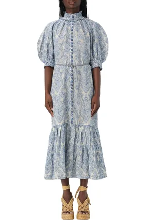 ZIMMERMANN Klänning, Dam, M, Bomull, Elegant Damask Print Midi Klänning