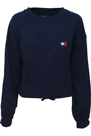 Tommy Hilfiger Stickade tröjor & koftor, Dam, XS, Bomull, Bomullsweatshirt med elastiska muddar