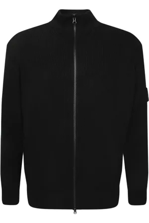 Stone Island Stickade tröjor & koftor, Herr, S, Bomull, Svart Bomull Dragkedja Tröja