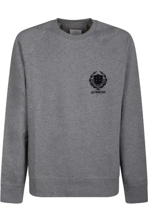 Givenchy Sweatshirts & Hoodies, Herr, L, Bomull, Ljusgrå Sweatshirt med Broderad Logotyp