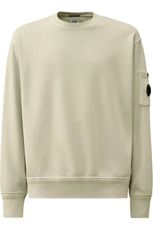 C.P. Company Sweatshirts & Hoodies, Herr, L, Bomull, Diagonal Fleece Crewneck Sweatshirt Blå Grå