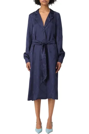 Twin-Set Klänning, Dam, S, Elegant Indigo Midi Klänning med Bälte