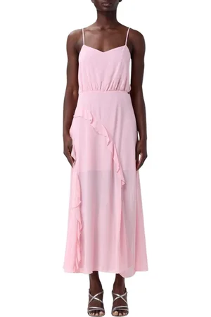 Armani Exchange Klänning, Dam, S, Chiffong, Rosa Ruffle Detail Midi Klänning