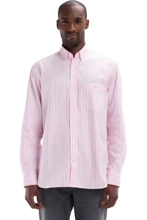 Eden Park Skjorta, Herr, 2Xl, Bomull, Rosa bomullrandig pinne skjorta